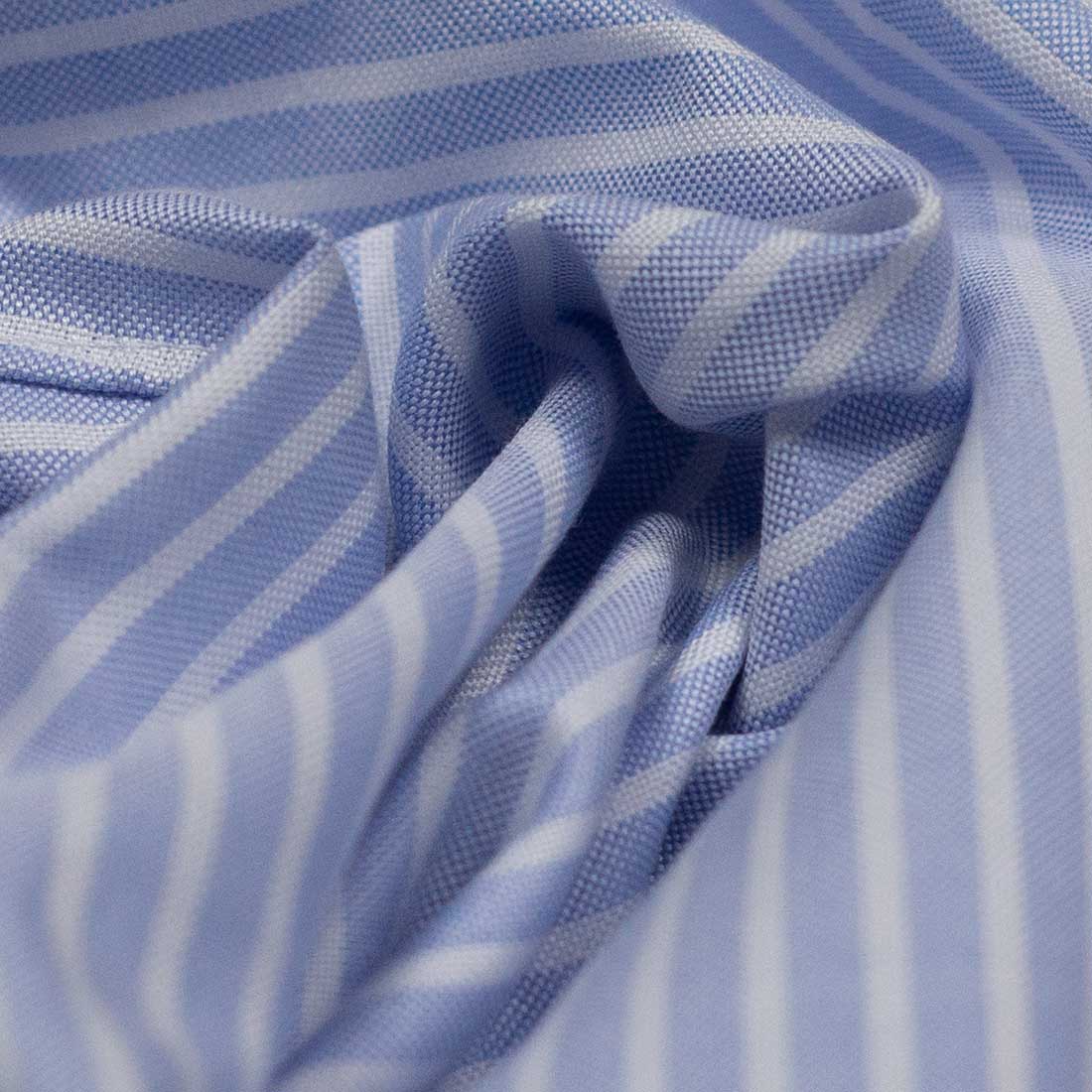 Blue stripe Thomas Mason 140/2 oxford shirt, spread collar (restock)