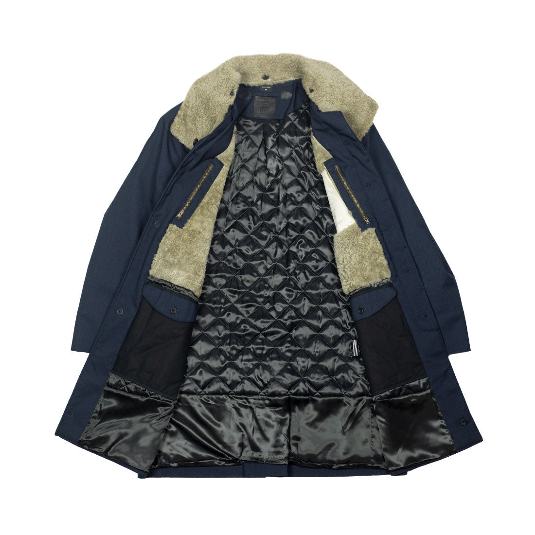 Deep Navy Moscow raincoat with shearling collar and Arctic padded lining (restock)