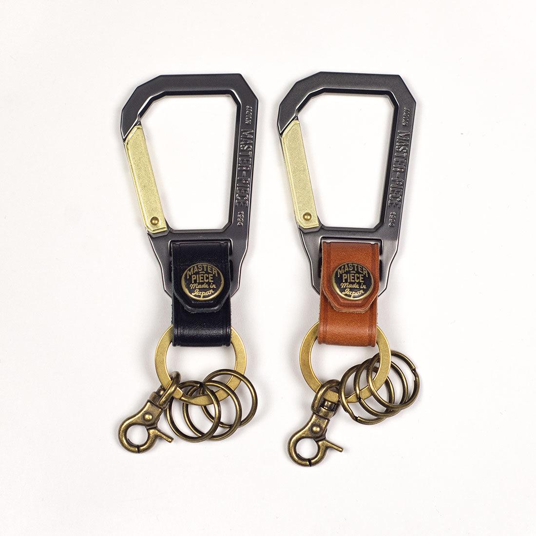 Carabiner key ring in camel color leather (restock)