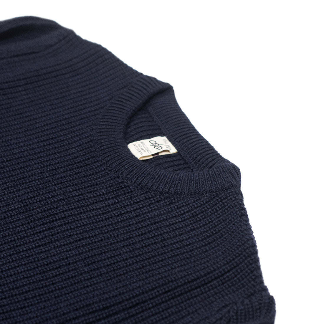 Chunky crewneck sweater in navy blue merino wool