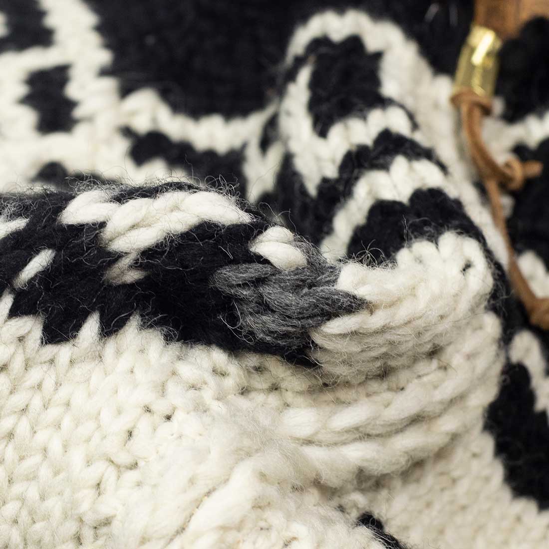 Bison hand-knit Cowichan cardigan, black, grey and natural 6-ply wool (restock)