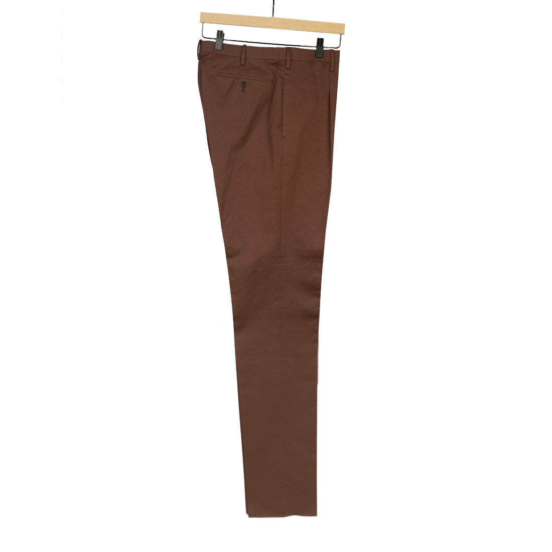 Cotton/linen trousers in chocolate brown twill