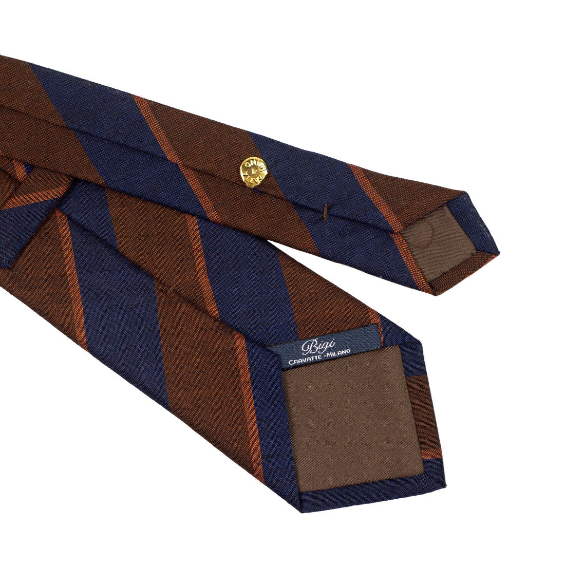 Copper and blue stripe linen/cotton tie