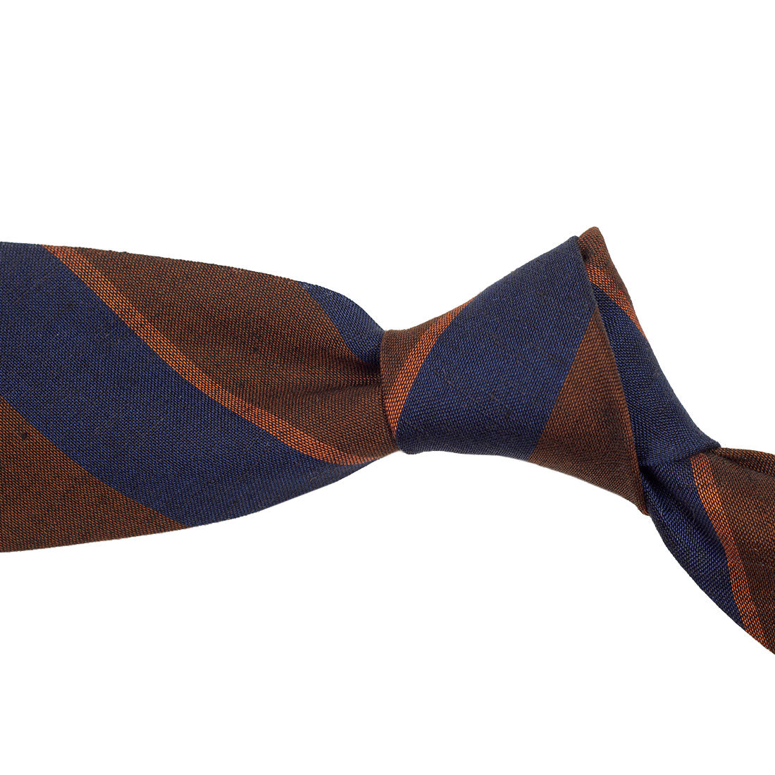 Copper and blue stripe linen/cotton tie