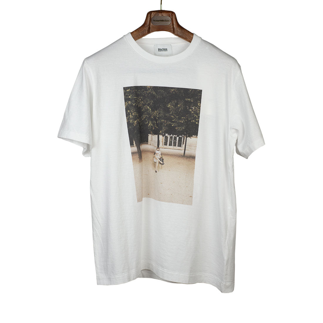 Crewneck t-shirt in white cotton with 