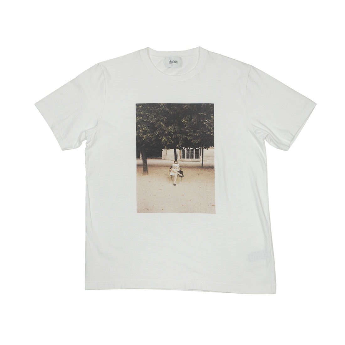 Crewneck t-shirt in white cotton with 