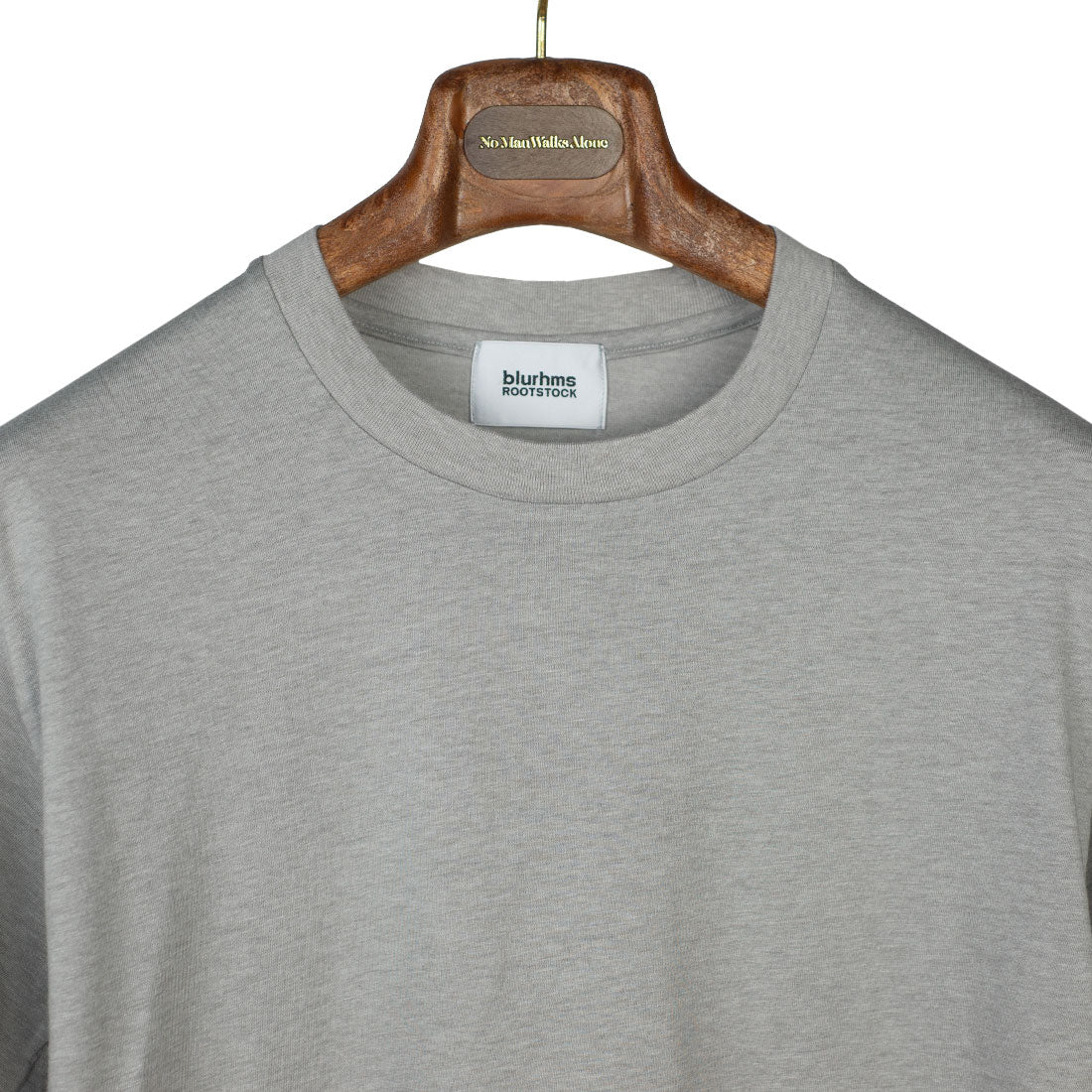 Crewneck t-shirt in light heather grey cotton and silk jersey