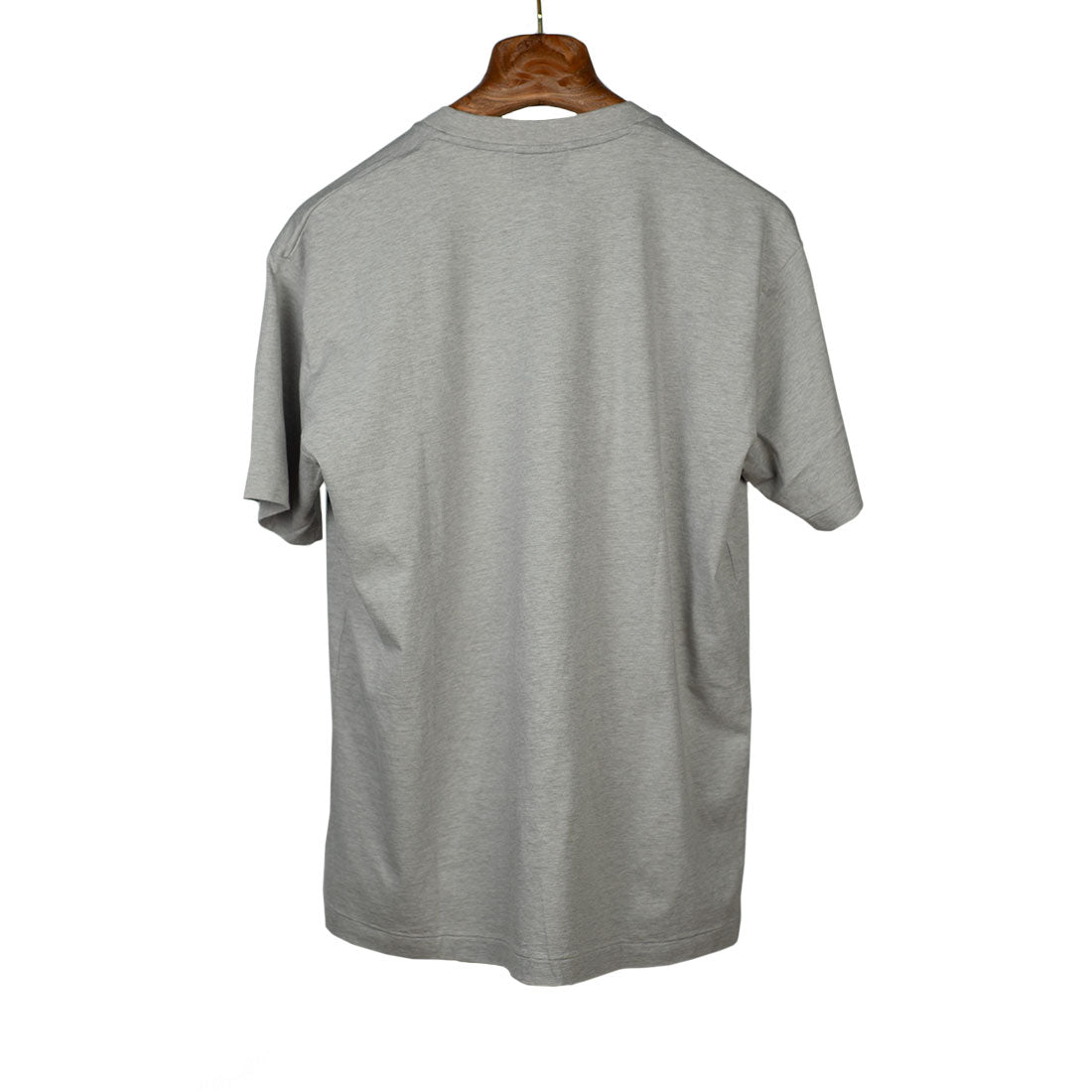 Crewneck t-shirt in light heather grey cotton and silk jersey