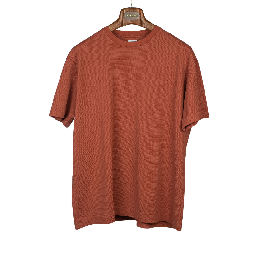 Boxy t-shirt in burnt orange seed stitch cotton