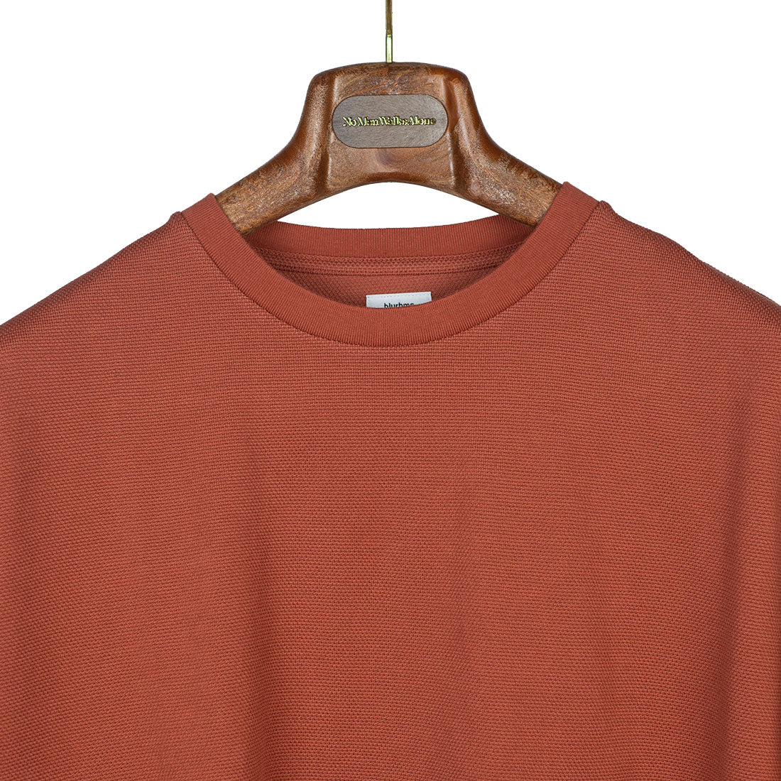 Boxy t-shirt in burnt orange seed stitch cotton