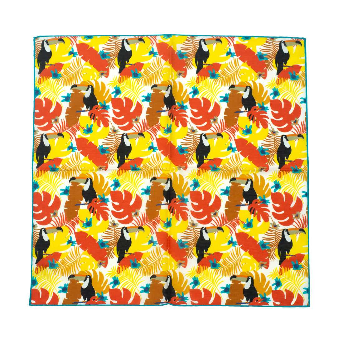 Cotton & silk pocket square, toucan tropical print