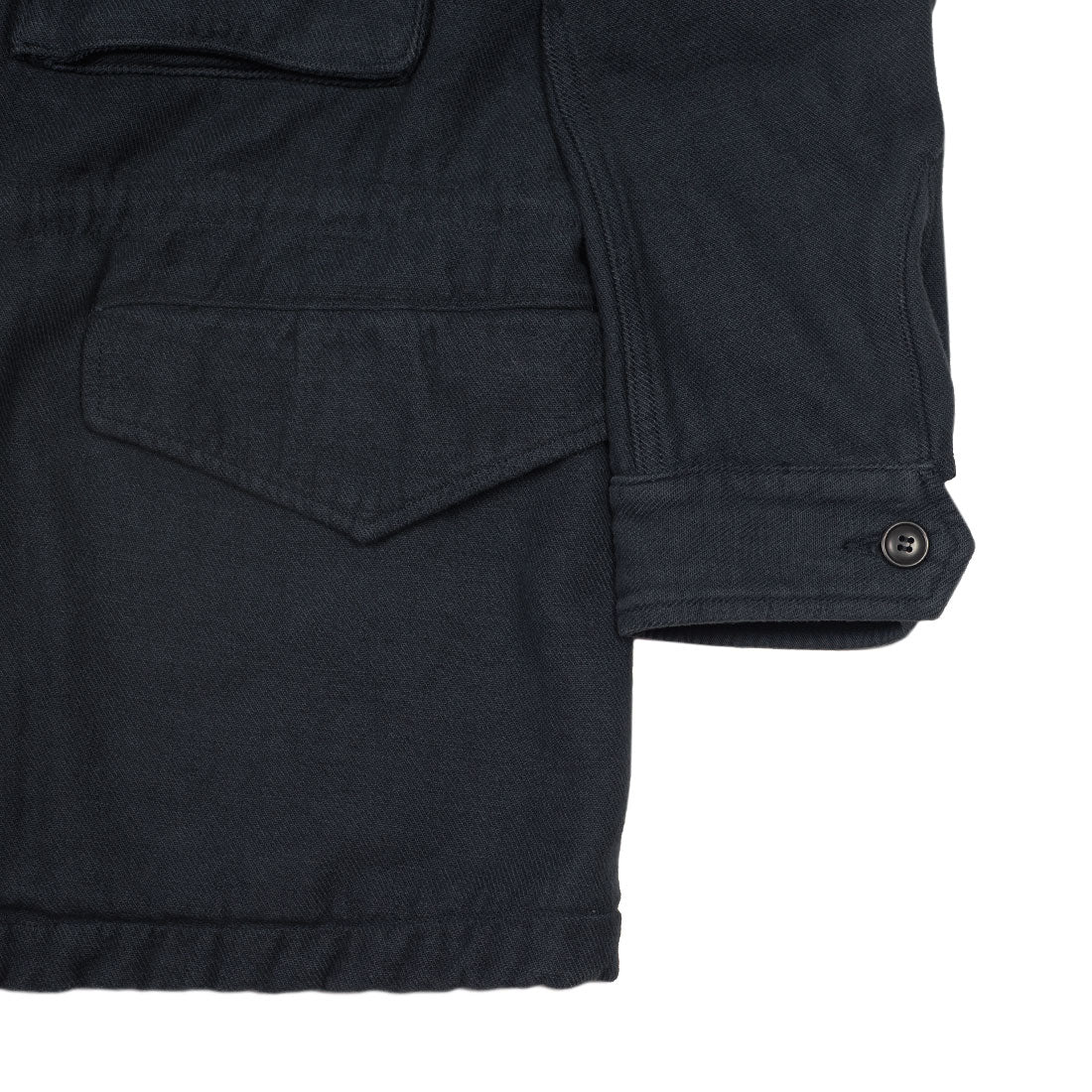 Field jacket in navy blue garment dyed slubby cotton twill