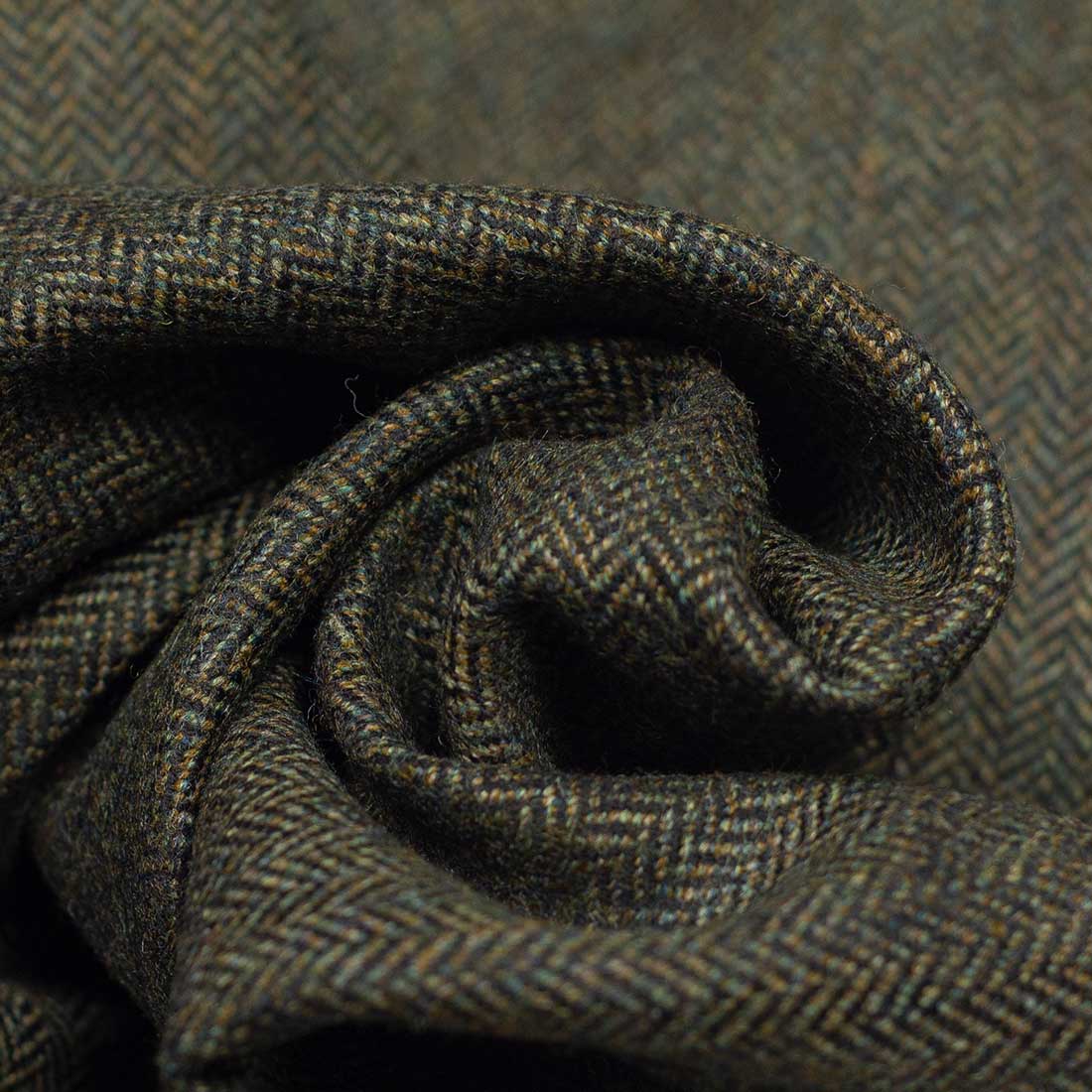 Forest green herringbone wool flannel trousers