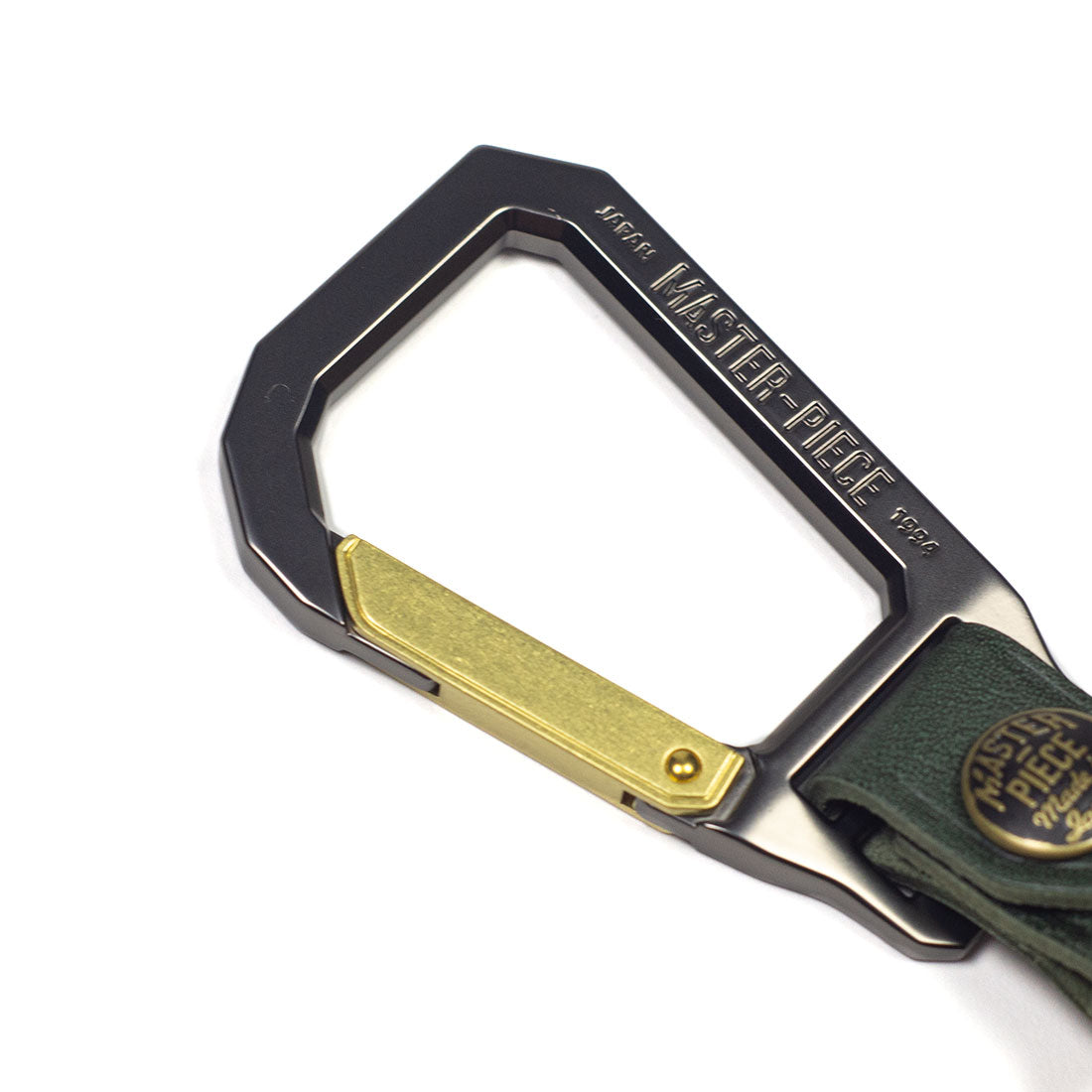 Carabiner key ring in green leather (restock)