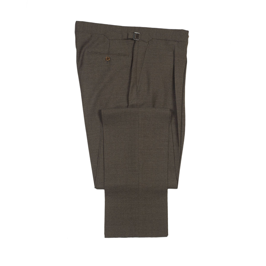 No Man Walks Alone x Sartoria Carrara Taupe brown pleated trousers in ...