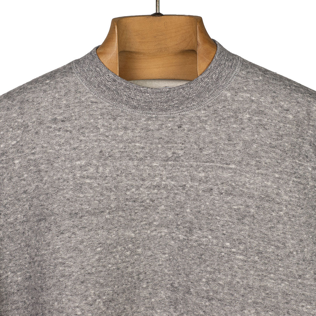 Crewneck fleece sweatshirt in grey melange cotton and lyocell (restock)