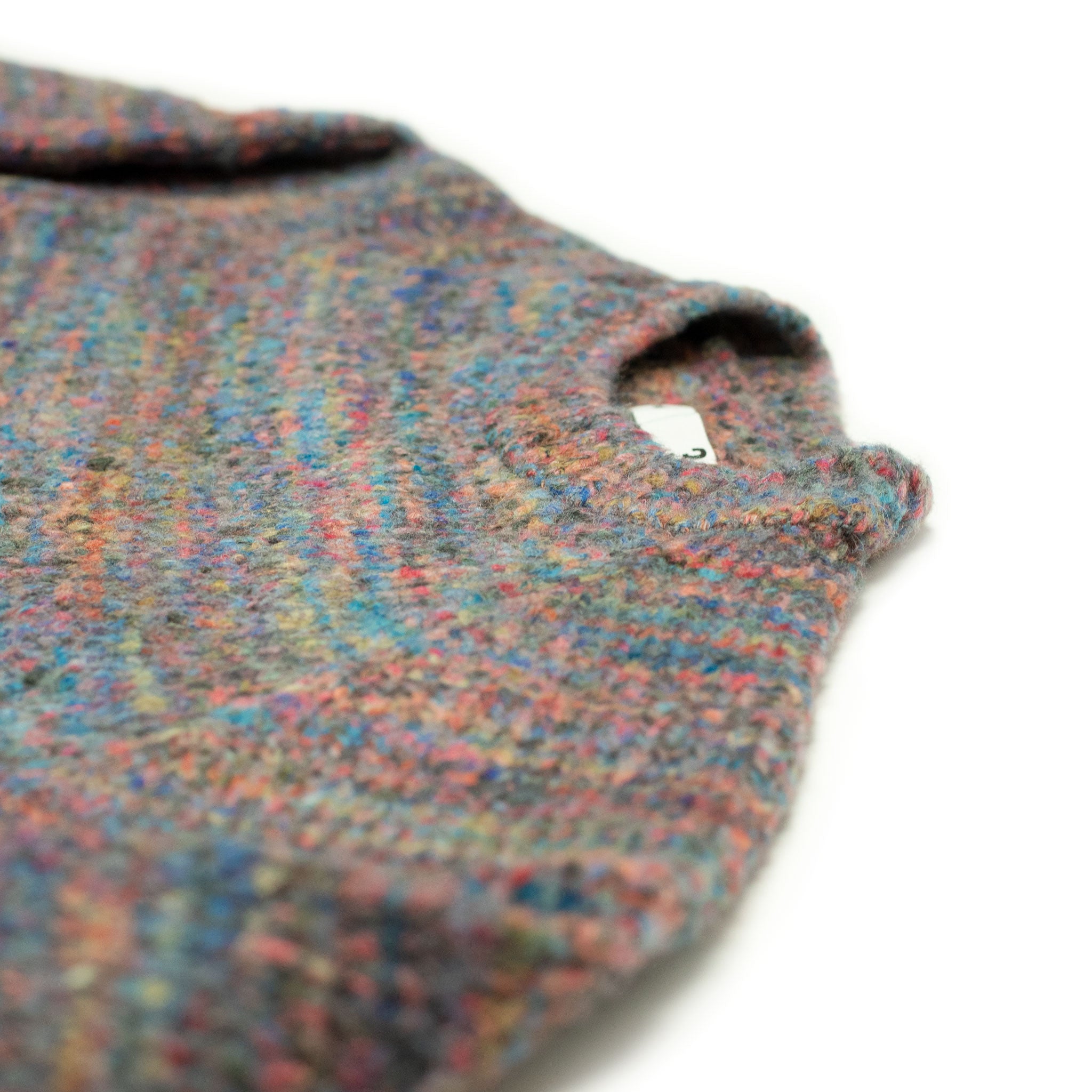 Crewneck sweater in hand-dyed multi-color acrylic wool mix