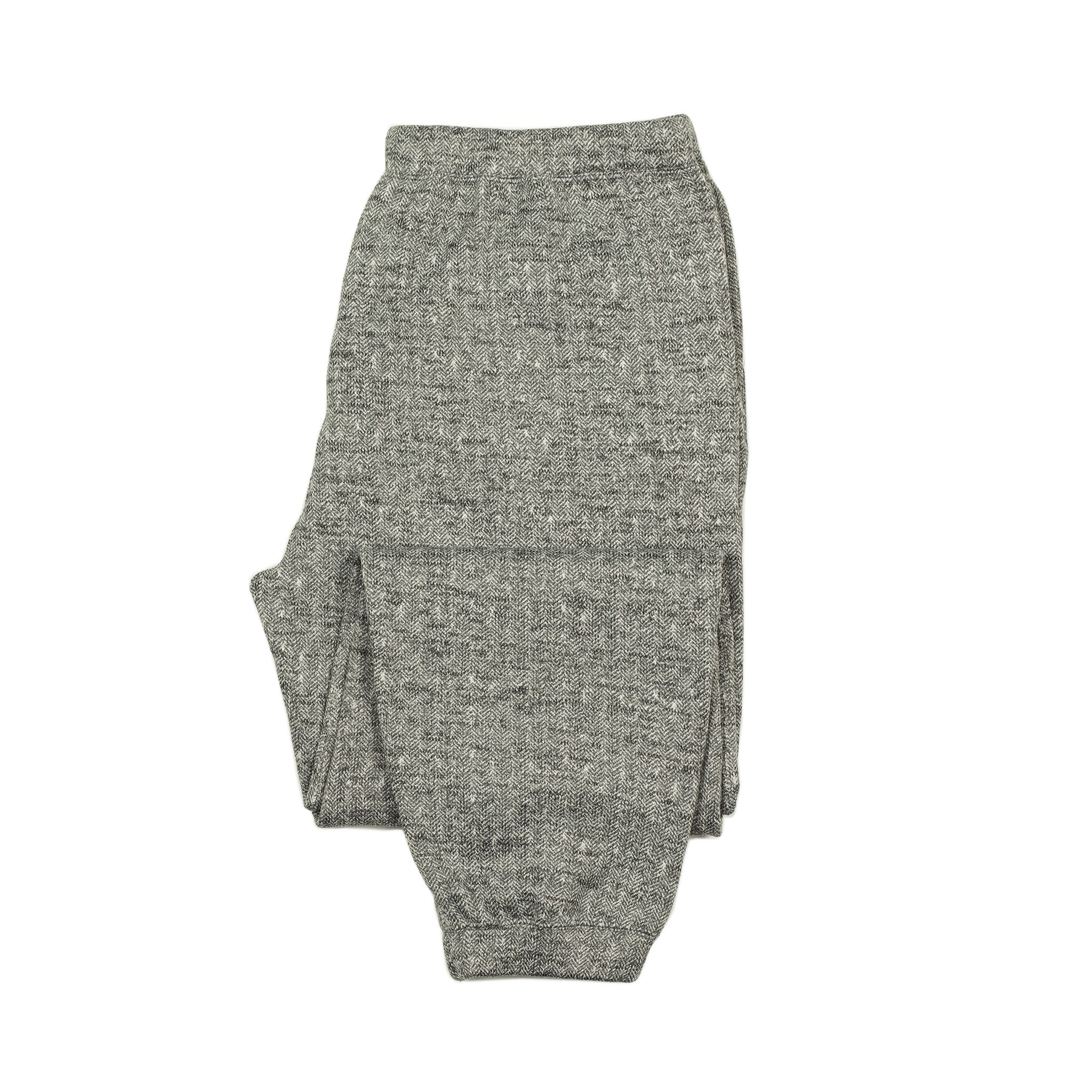 Drawstring trousers in grey herringbone brushed polyester jersey