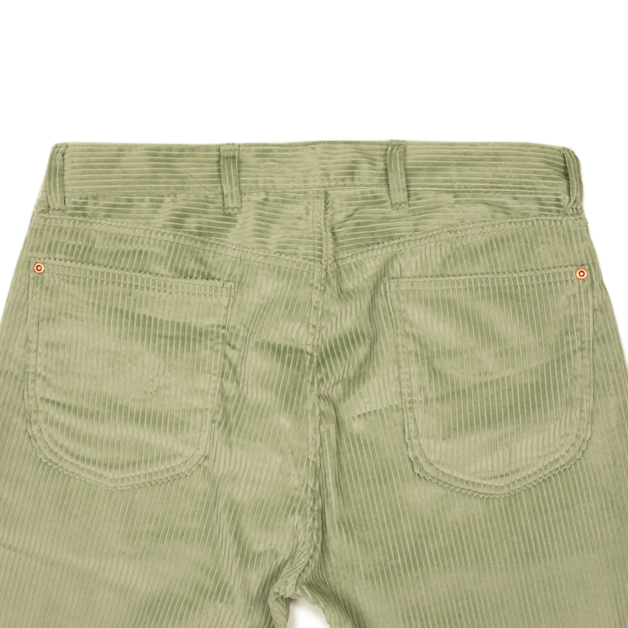 Five pocket pants in dusty olive Italian cotton corduroy