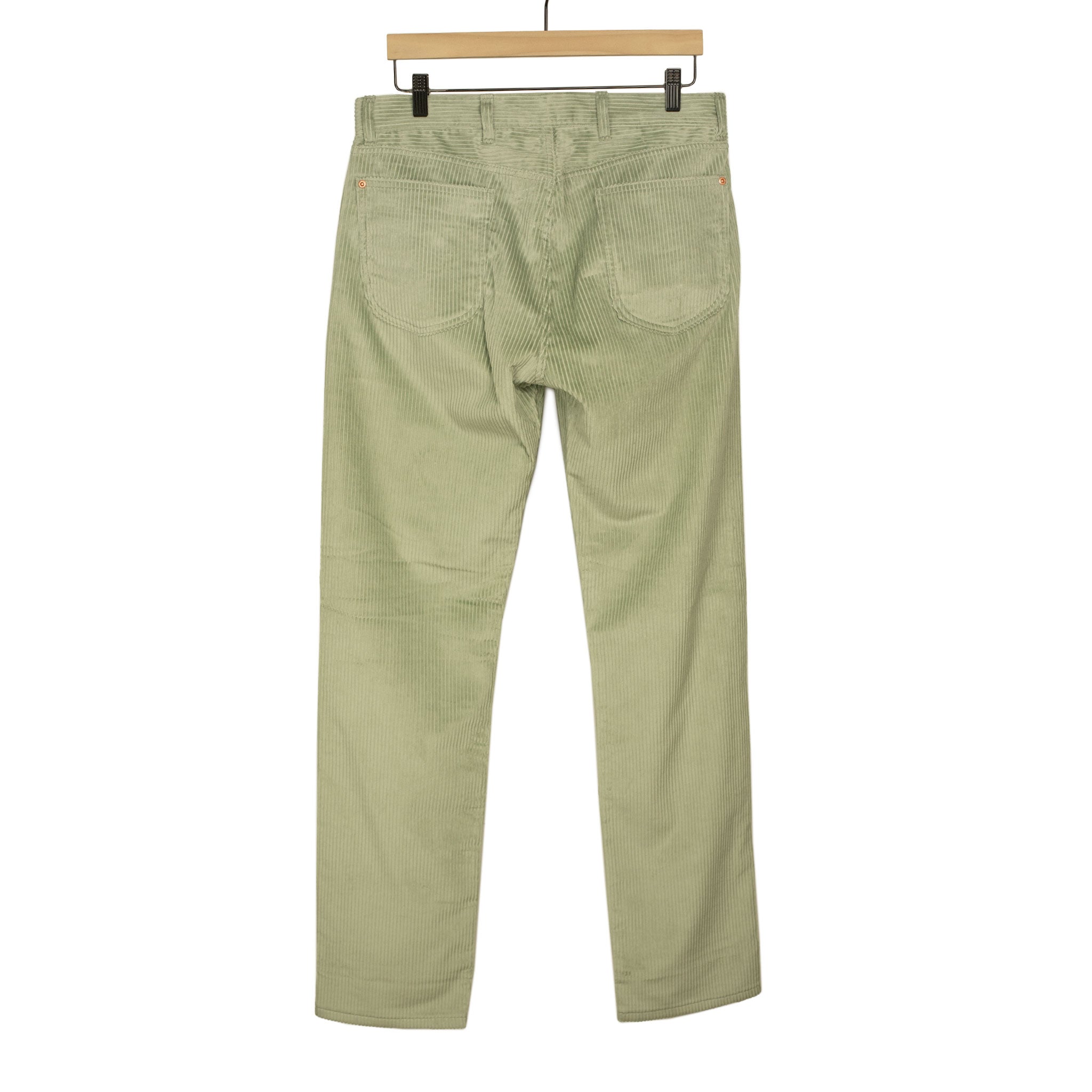 Five pocket pants in dusty olive Italian cotton corduroy