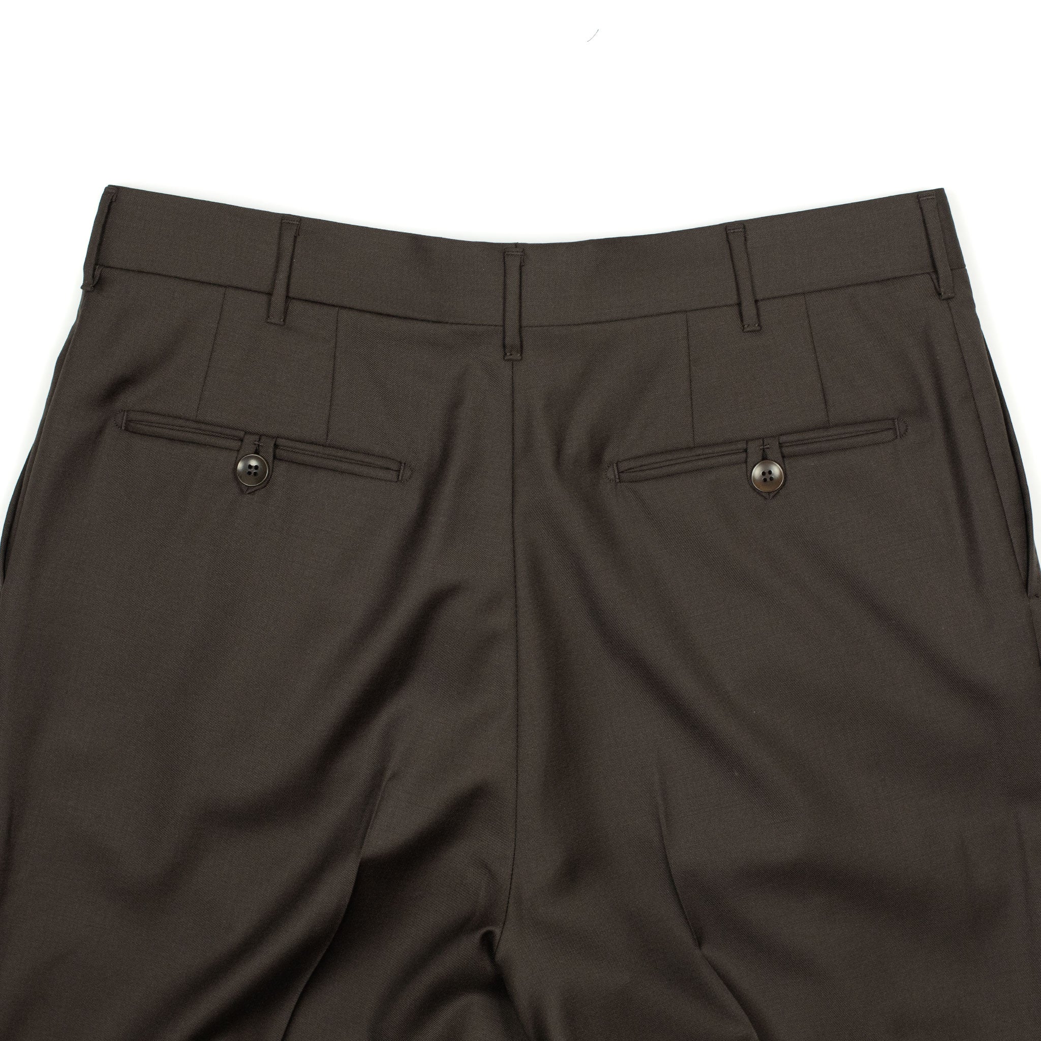 Exclusive Brooklyn double-pleated high-rise wide trousers in brown wool twill