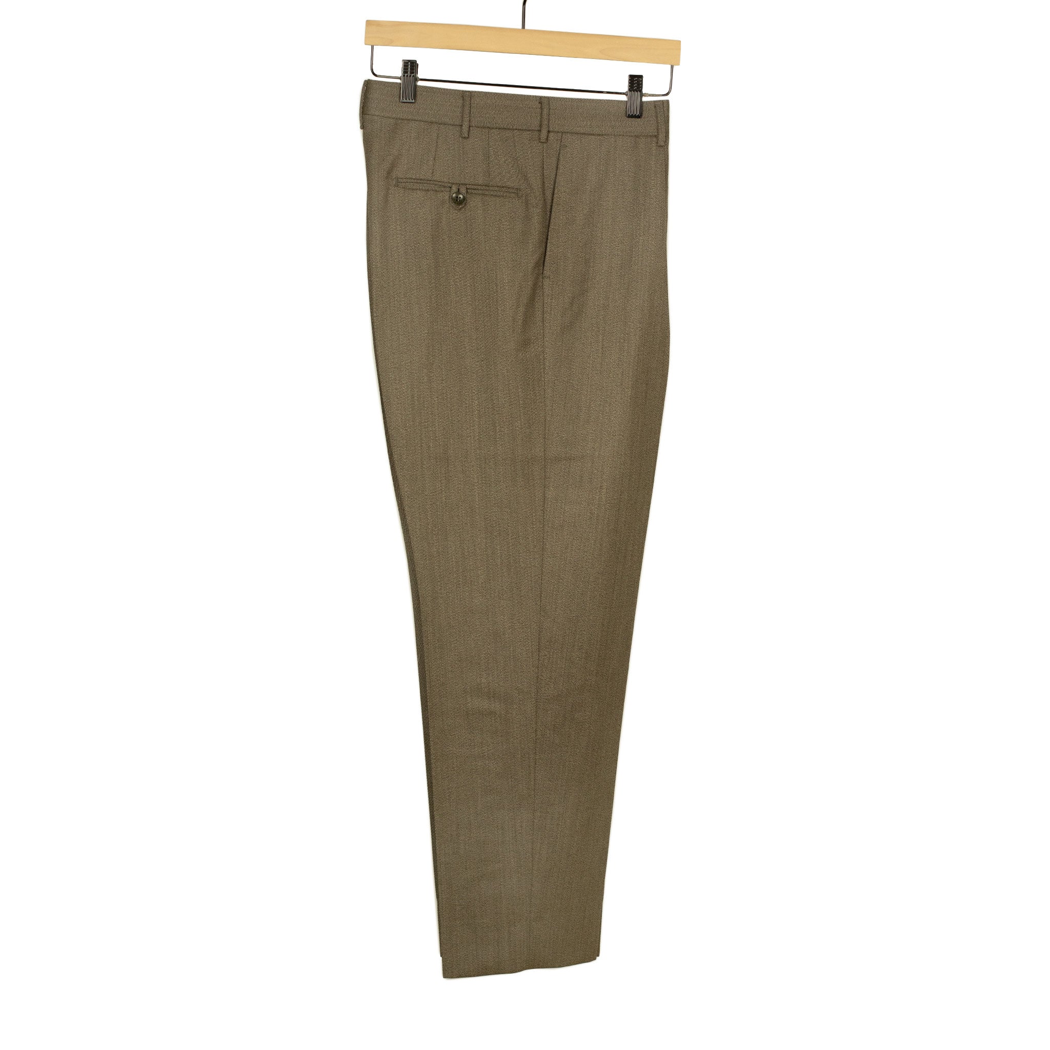 Exclusive Manhattan pleated high-rise wide trousers in taupe cavalry twill wool (restock)