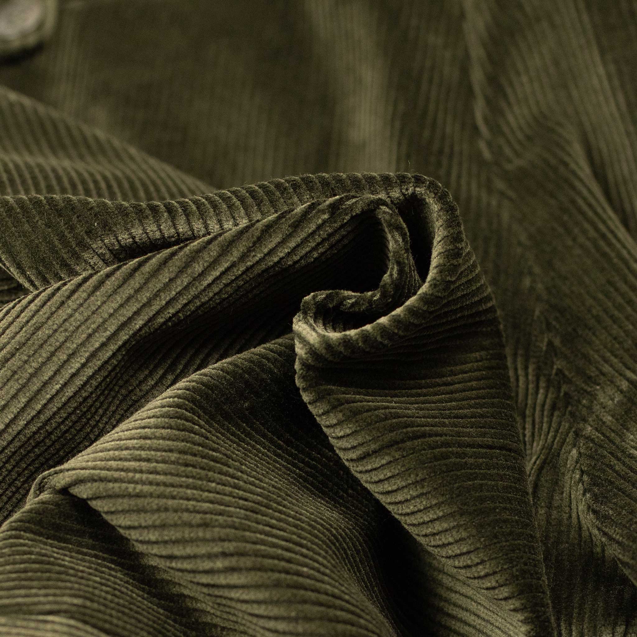 Exclusive Manhattan pleated high-rise wide trousers in dark green cotton corduroy (restock)