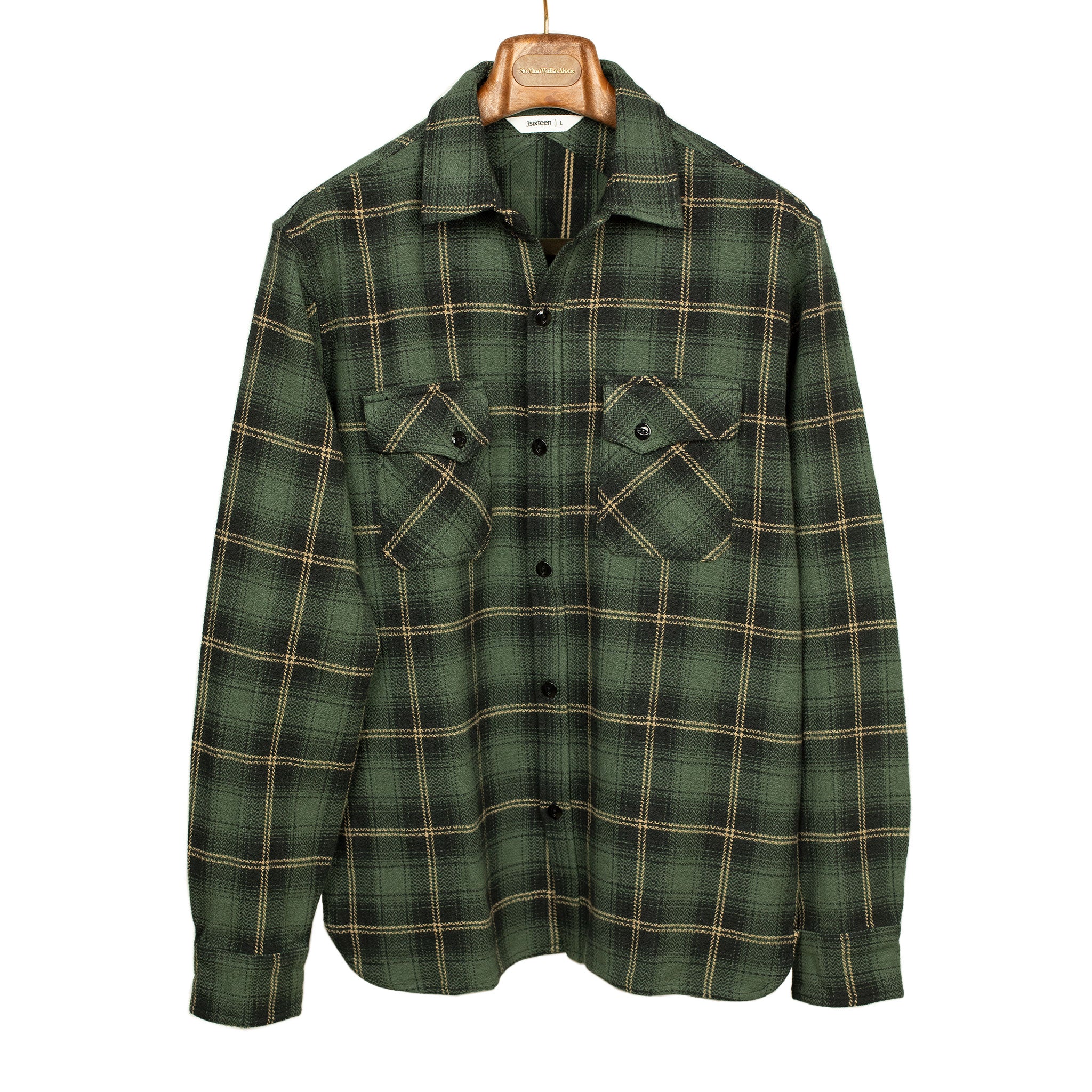 Crosscut flannel shirt in pine and black cotton