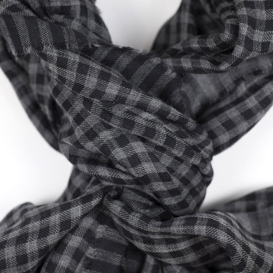 Granite grey & black gingham Wispy cashmere stole