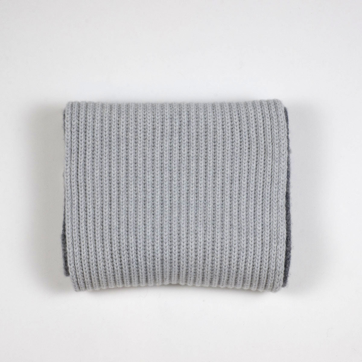 Grey three-tone 6-ply cashmere ribbed scarf