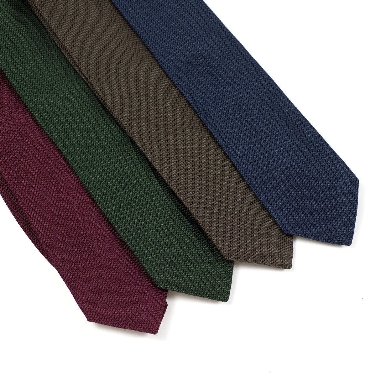 Brown self-tipped silk woven grenadine tie