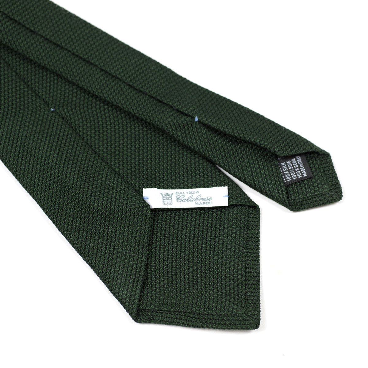 Green self-tipped silk woven grenadine tie