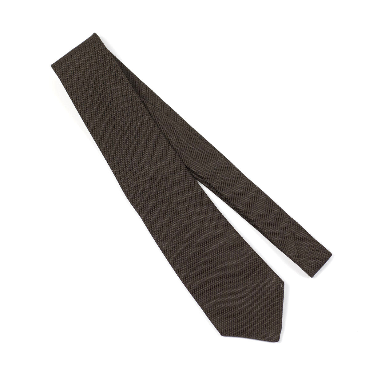 Brown self-tipped silk woven grenadine tie