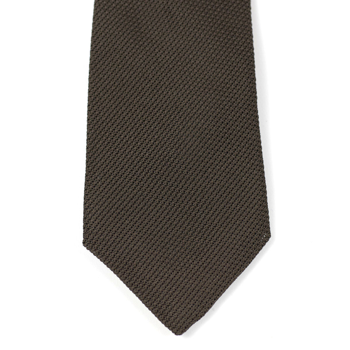 Brown self-tipped silk woven grenadine tie