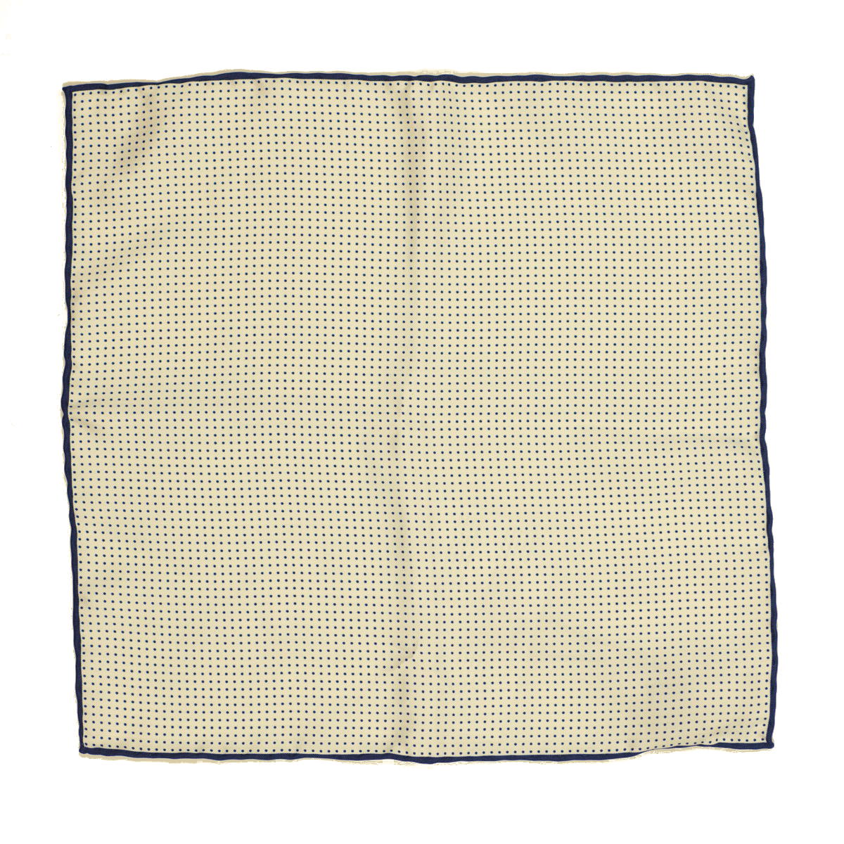 Champagne silk pocket square, navy dots