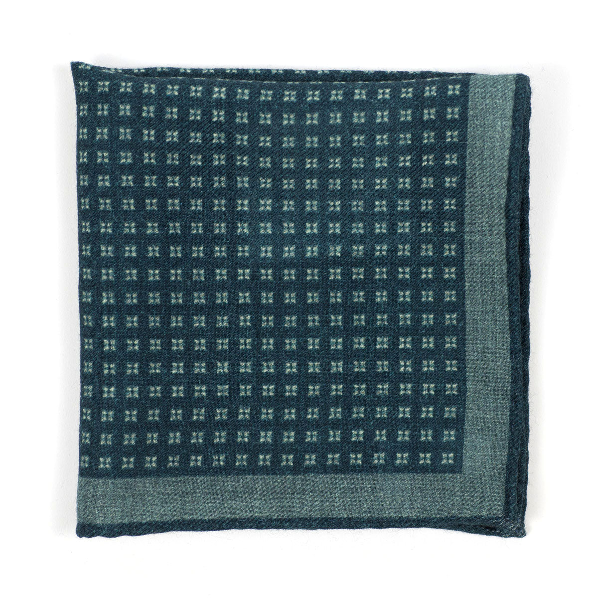 Double-faced grey and green wool pocket square