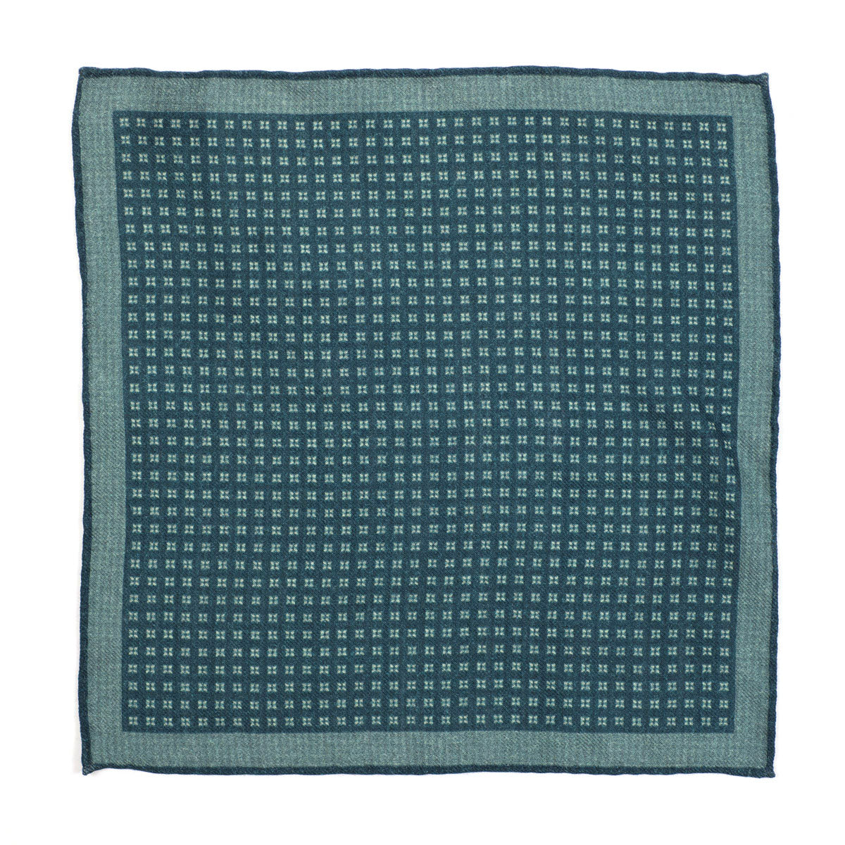 Double-faced grey and green wool pocket square