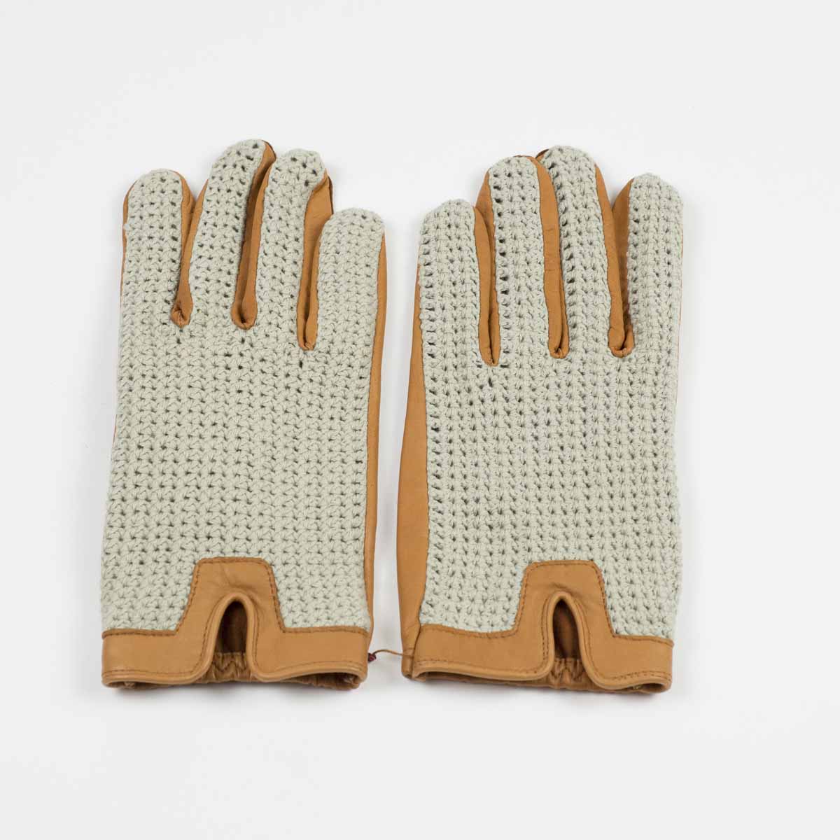 Cotton crochet & cork leather driving gloves