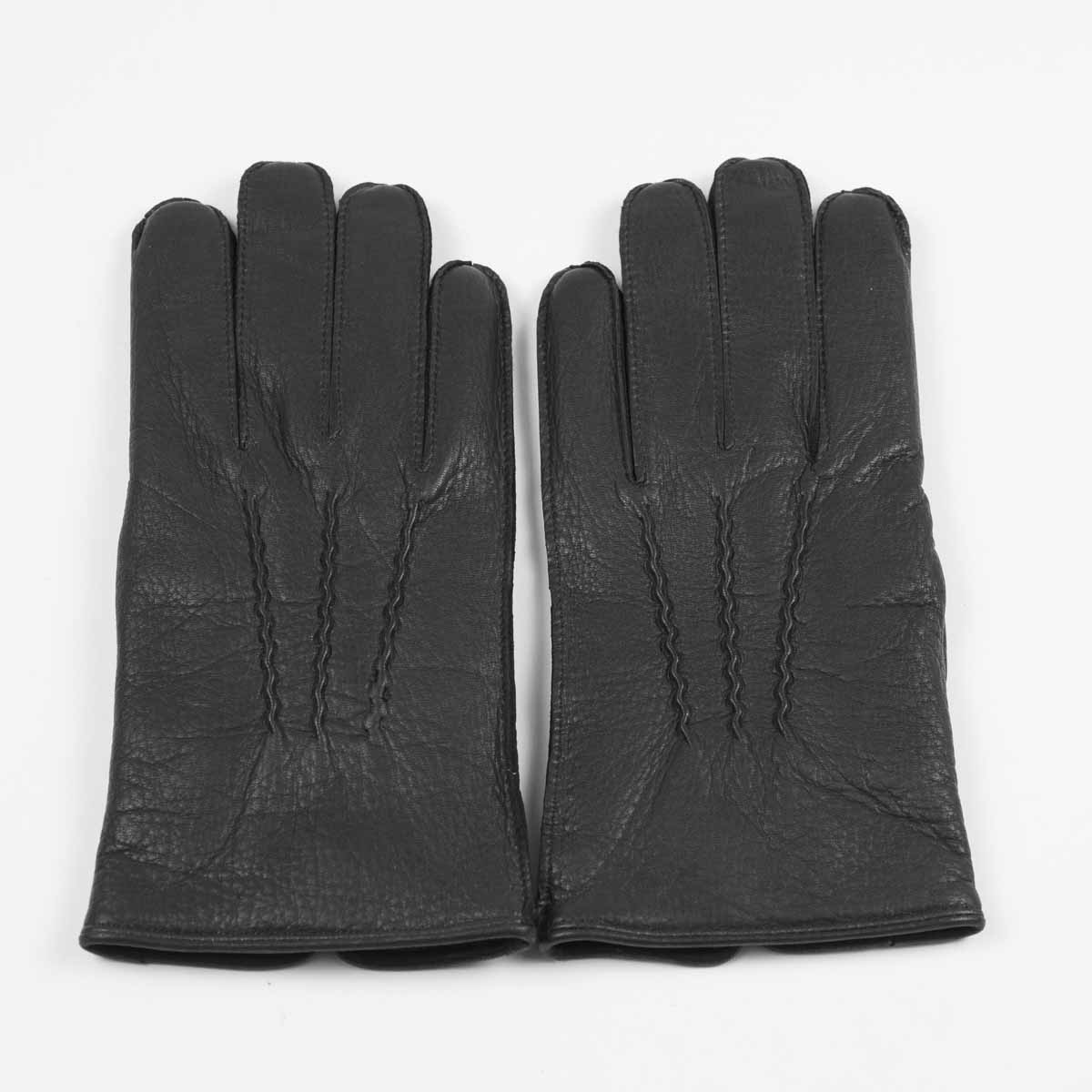 Black cashmere-lined deerskin gloves