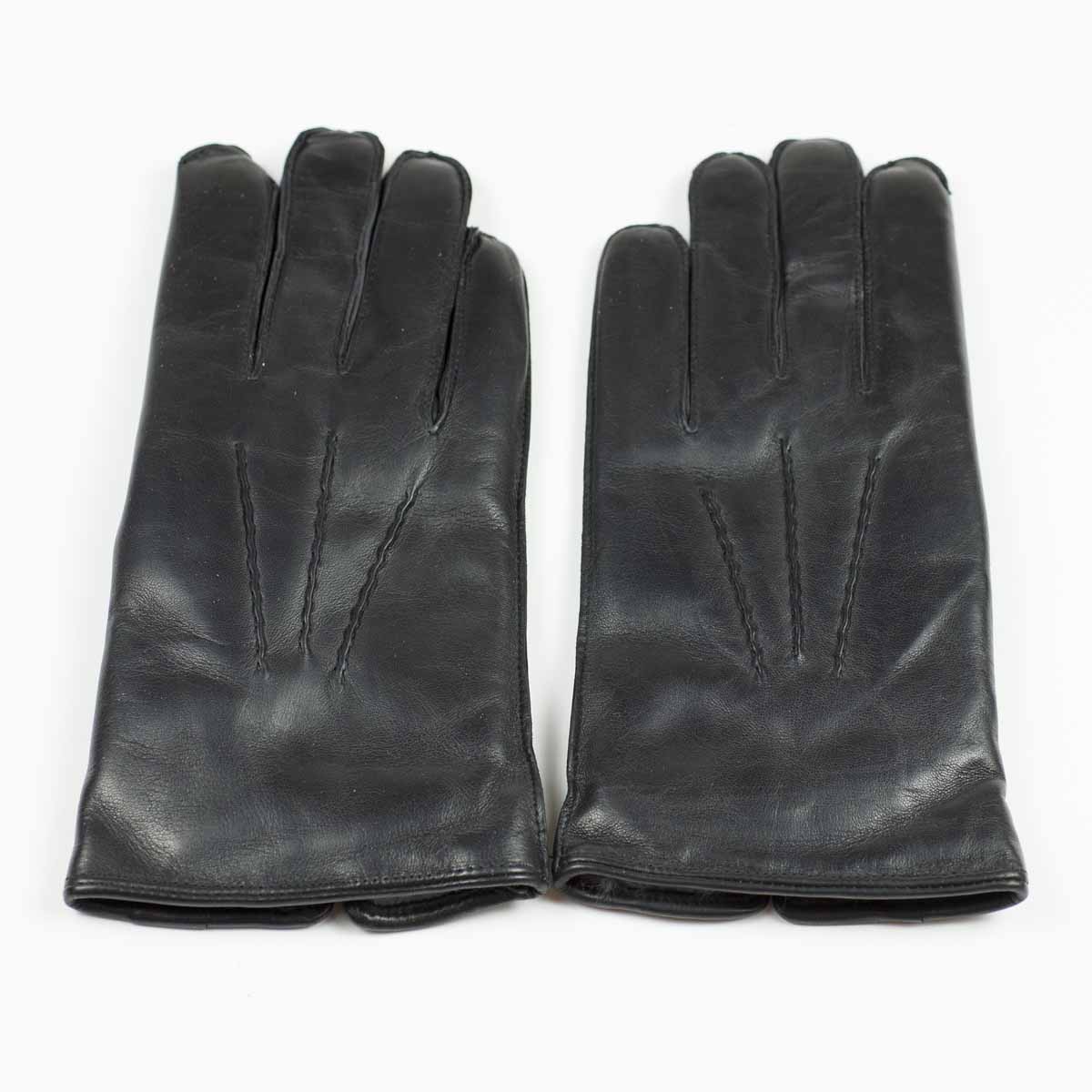 Black rabbit fur-lined hairsheep gloves