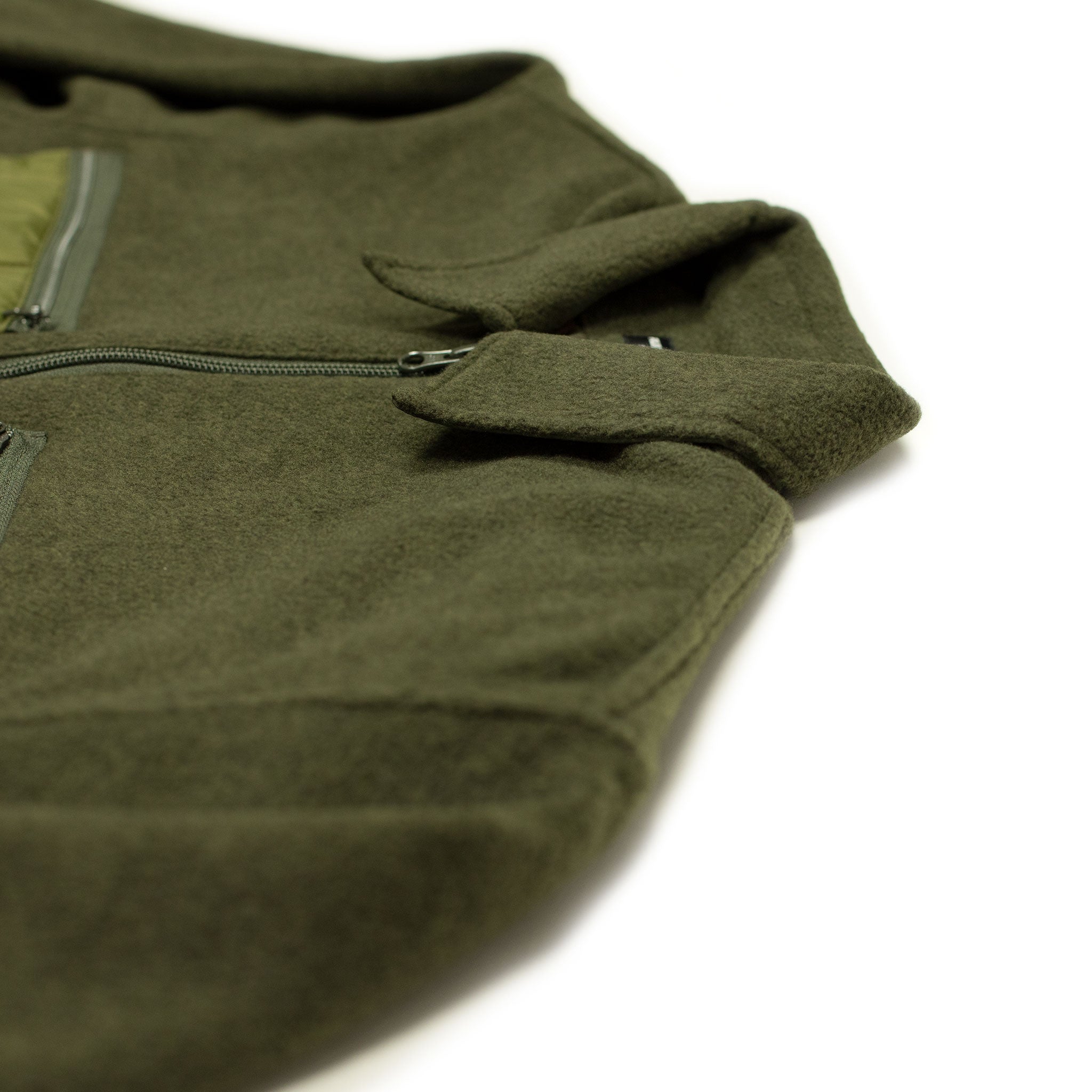 Fleece zip shirt jacket in olive poly