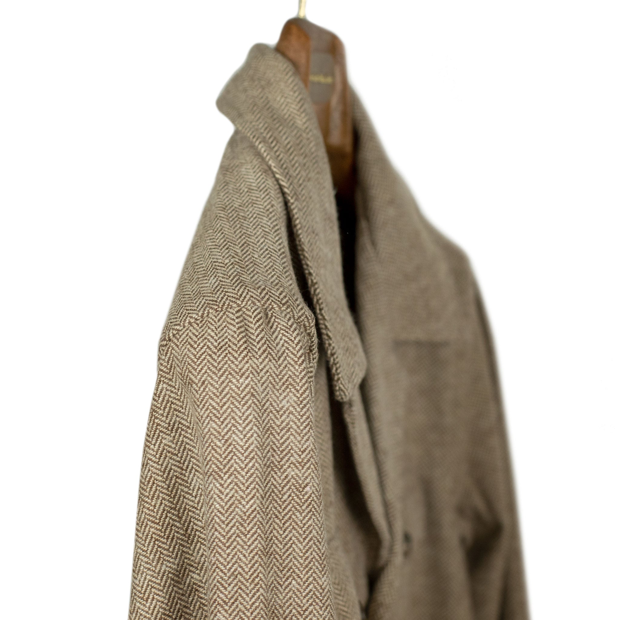 Exclusive Sahariana shirt jacket in cotton and wool herringbone, brown/beige (restock)