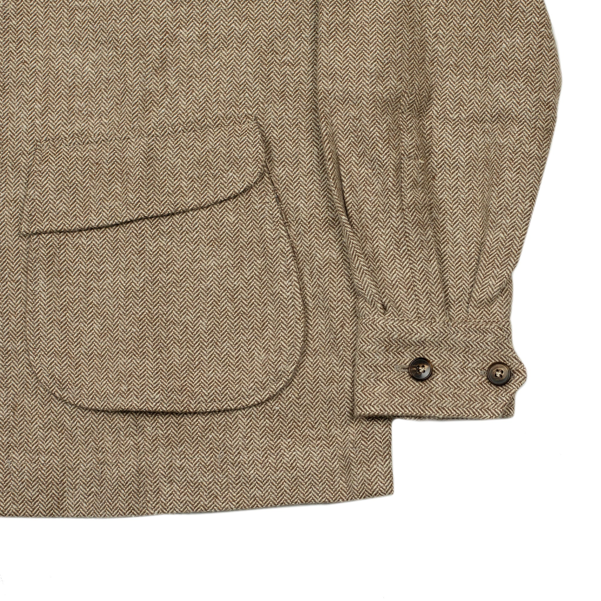 Exclusive Sahariana shirt jacket in cotton and wool herringbone, brown/beige (restock)