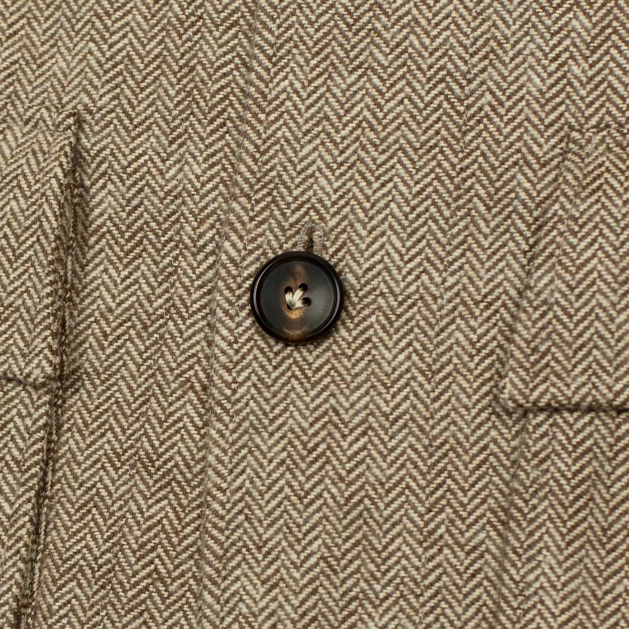 Exclusive Sahariana shirt jacket in cotton and wool herringbone, brown/beige (restock)