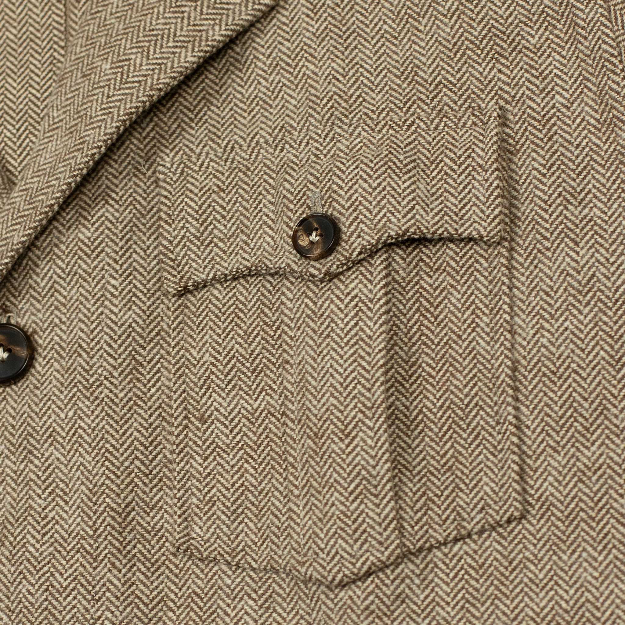 Exclusive Sahariana shirt jacket in cotton and wool herringbone, brown/beige (restock)