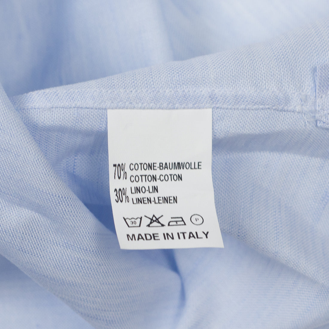 Grandi & Rubinelli light blue cotton/linen shirt, spread collar (restock)