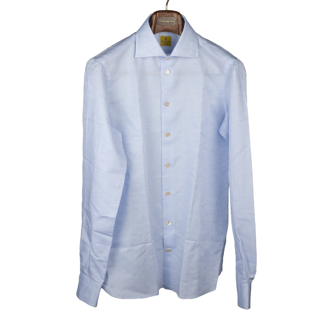 Grandi & Rubinelli light blue cotton/linen shirt, spread collar (restock)