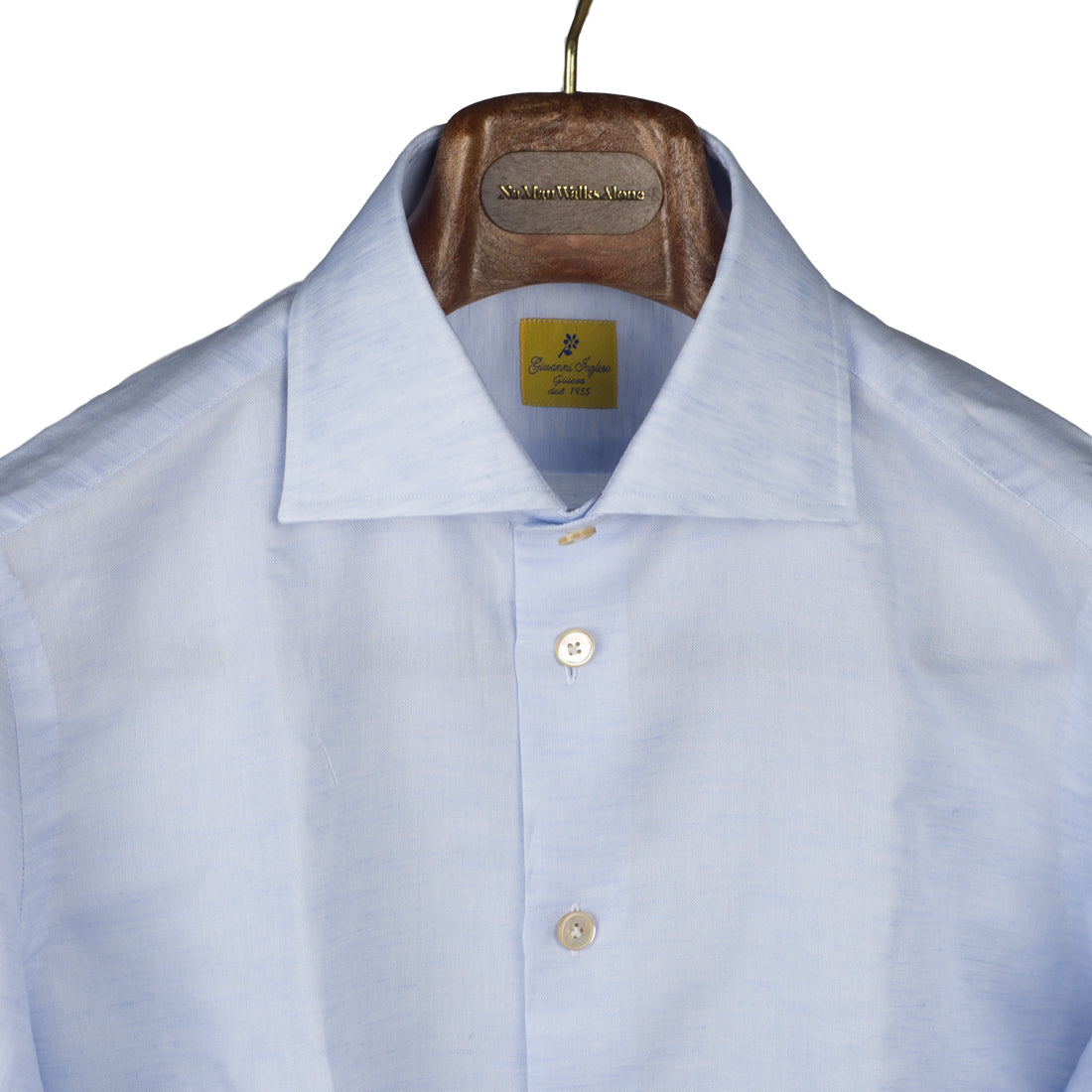 Grandi & Rubinelli light blue cotton/linen shirt, spread collar (restock)