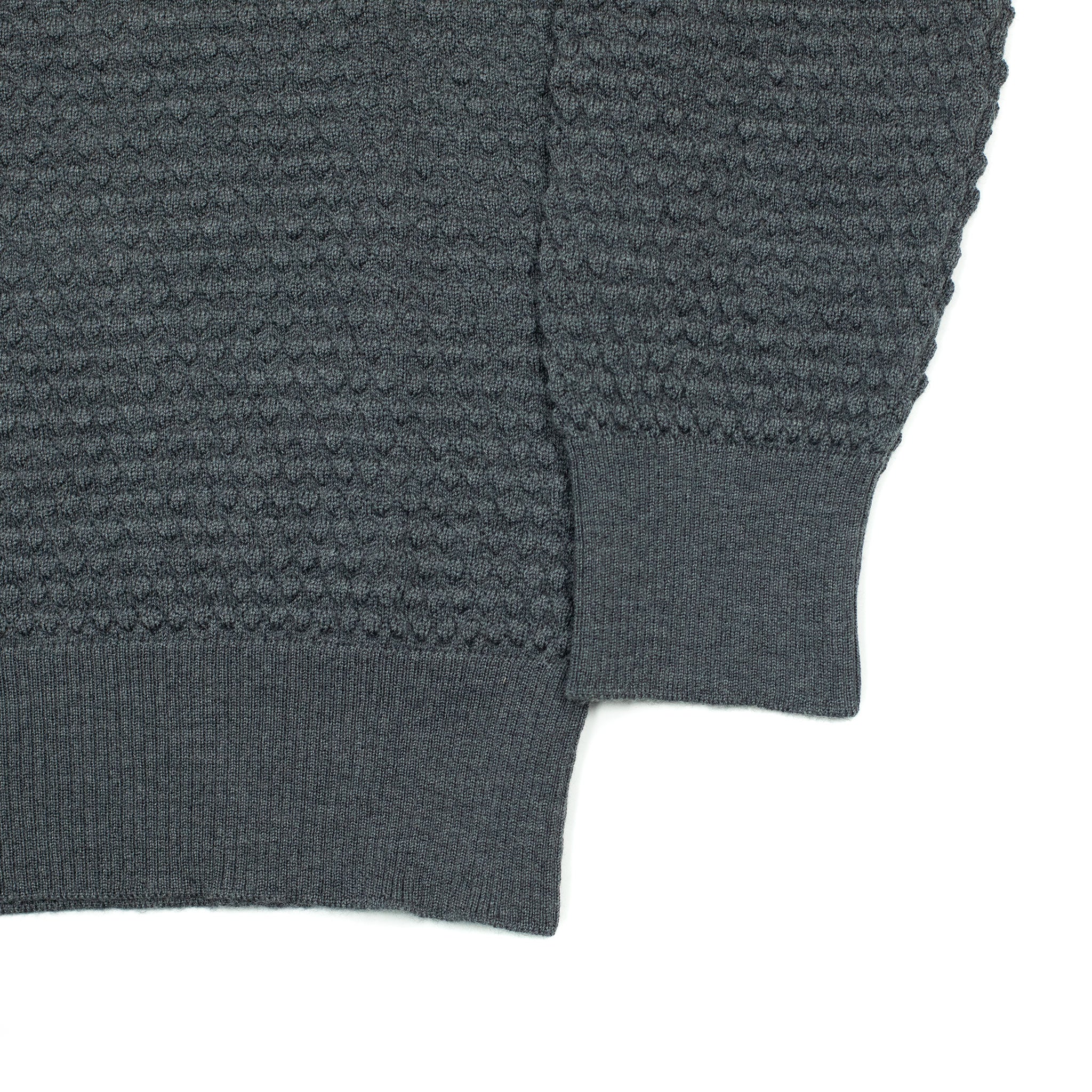 Bubble stitch rollneck in slate grey merino wool (restock)