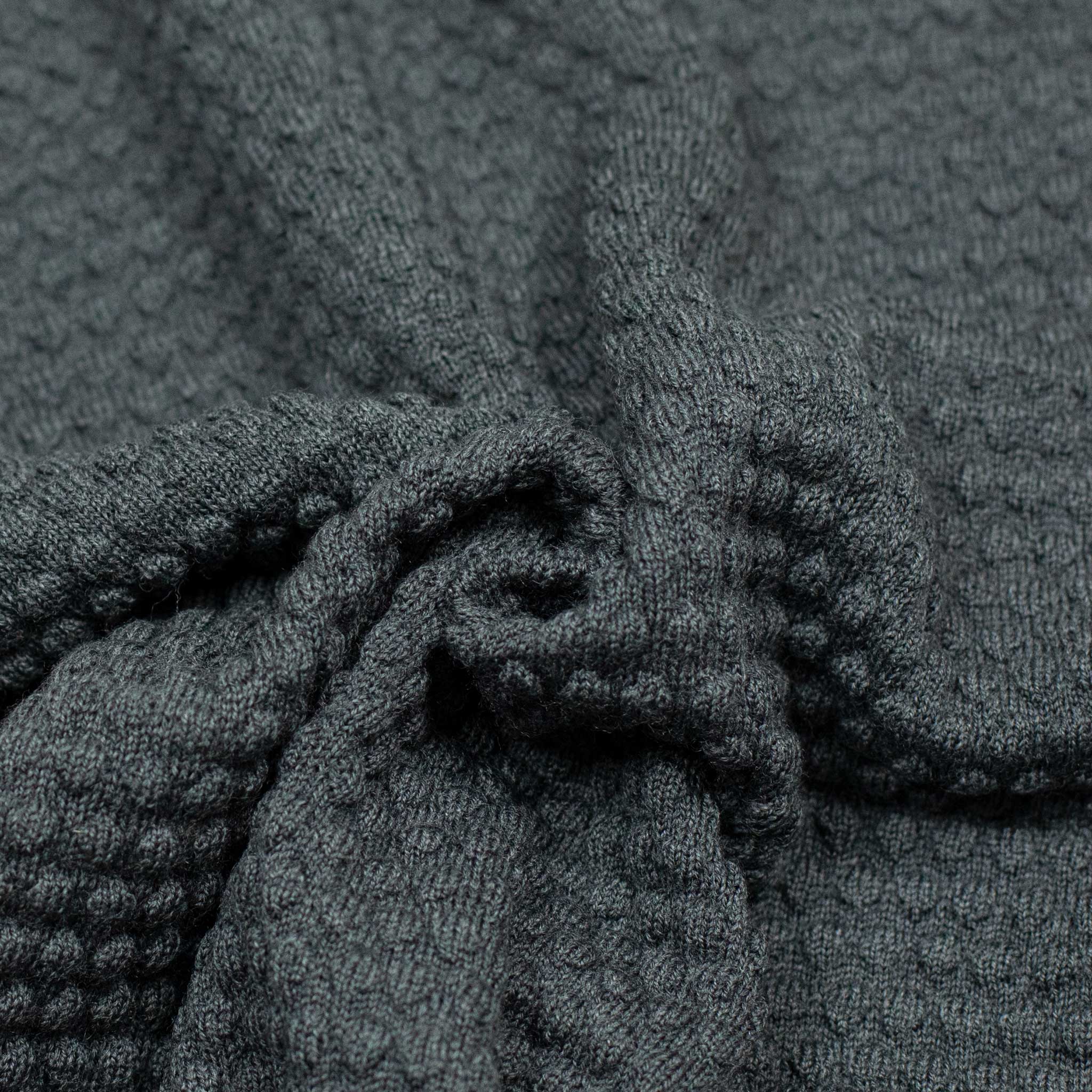 Bubble stitch rollneck in slate grey merino wool (restock)